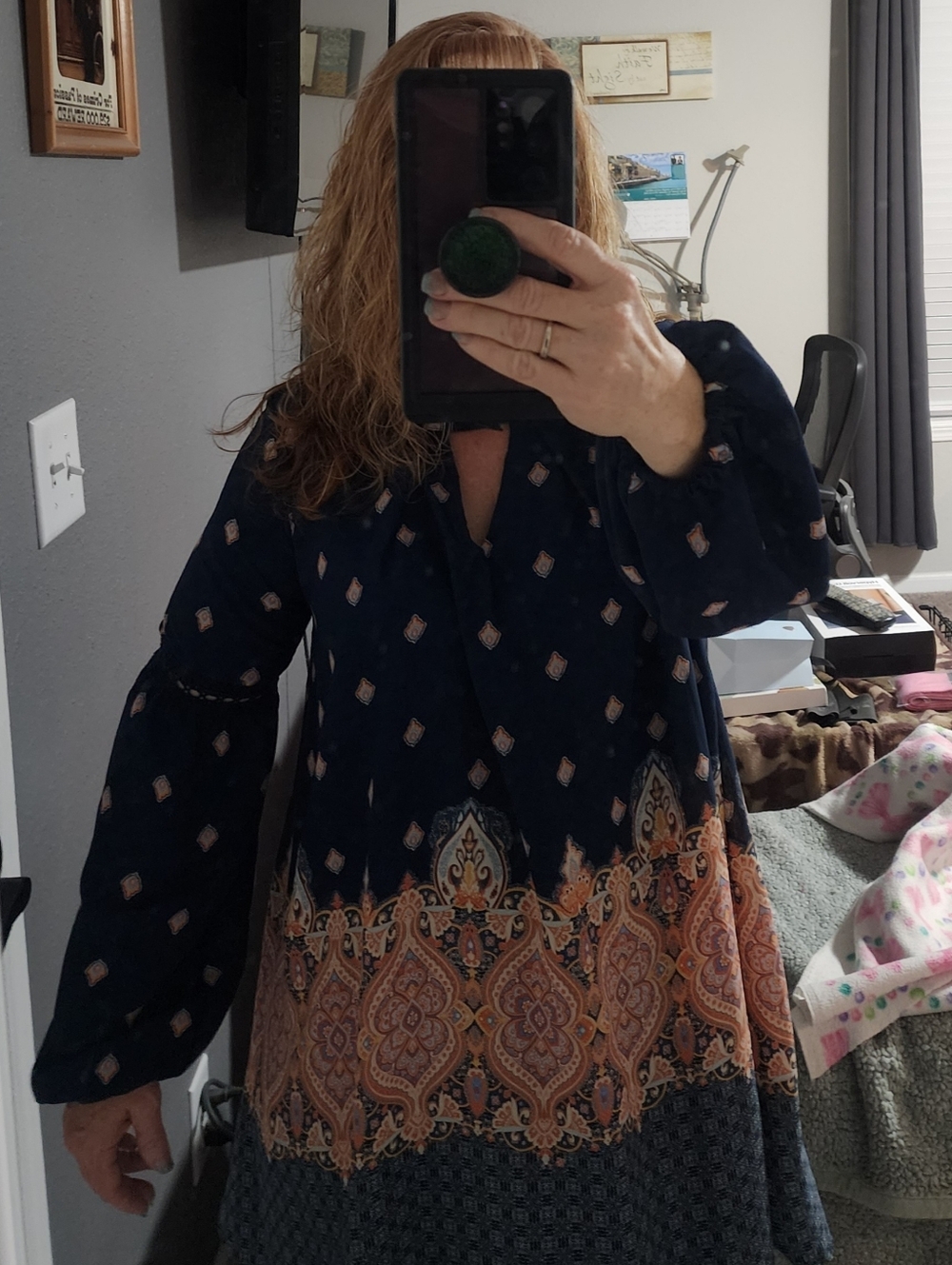 Hint of Mint XL Paisley Tunic Top Dress Boho Blue Beige Pink NWT New with Tags